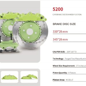 5200 4 Piston Forged 2 Piece Caliper Rear Brake KIt