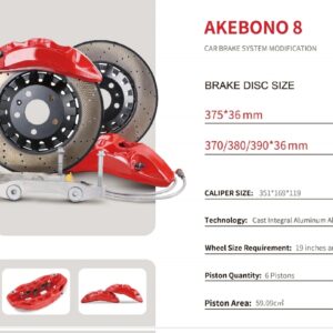 Akebono 8 6 Piston Front Brake Kit
