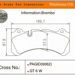 BGR Forged Brake Pad Dimensions GT6 Front