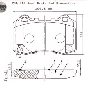 BGR Forged Brake Pad Dimensions TSL F40 Rear